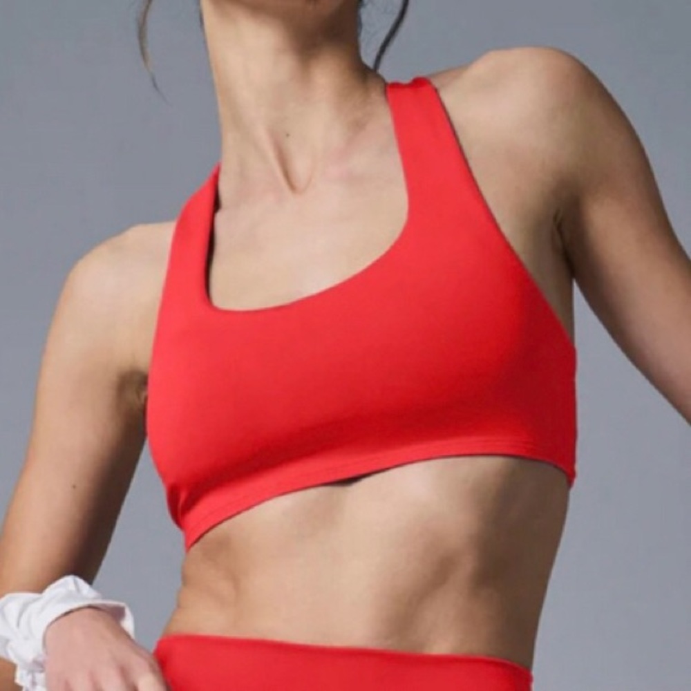Alo Yoga Airlift Advantage Racerback Bra Red Hot Summer M